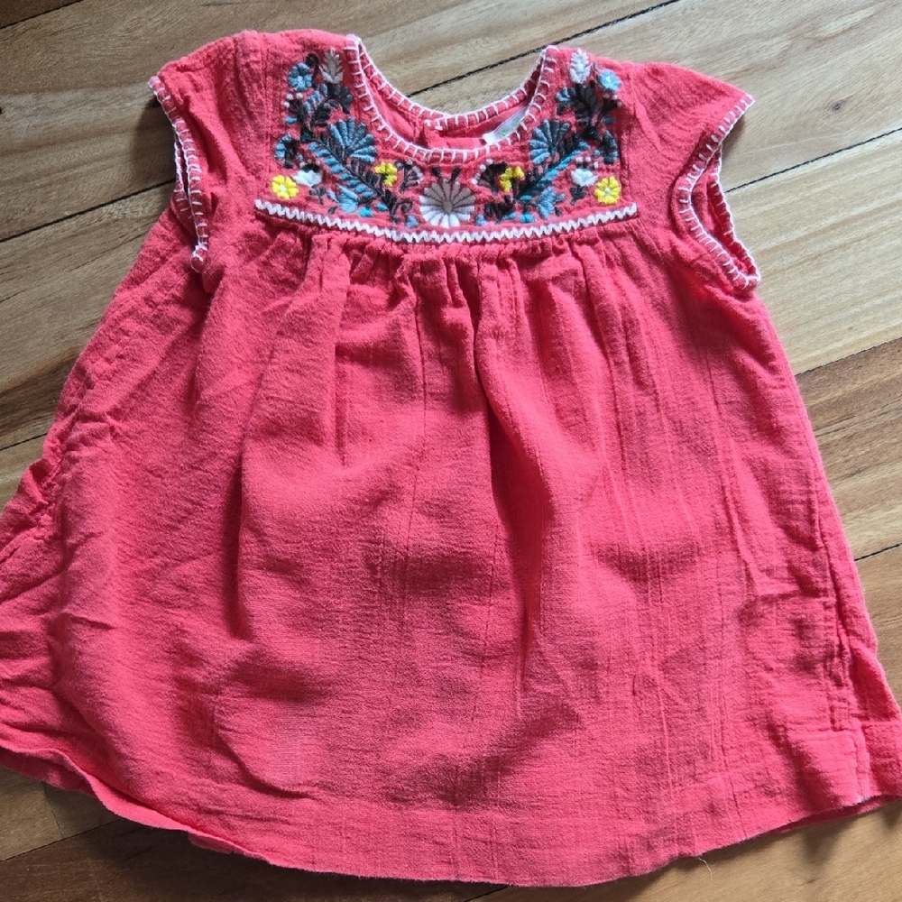 Coral Embroidered Baby Dress